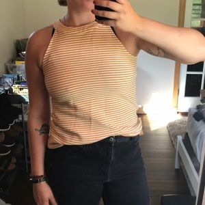 Anthropologie Deletta White and Yellow Tank Top